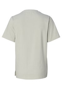 Lys grå kortærmet T-shirt, lavet af blødt stof, med rund halsudskæring og sideslids for ekstra komfort og luftcirkulation.