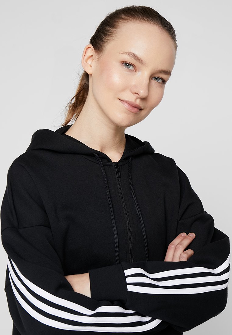adidas Performance 3STRIPES ATHLETICS HODDIE PULLOVER adidas Performance Sweatjacke blackwhiteschwarz