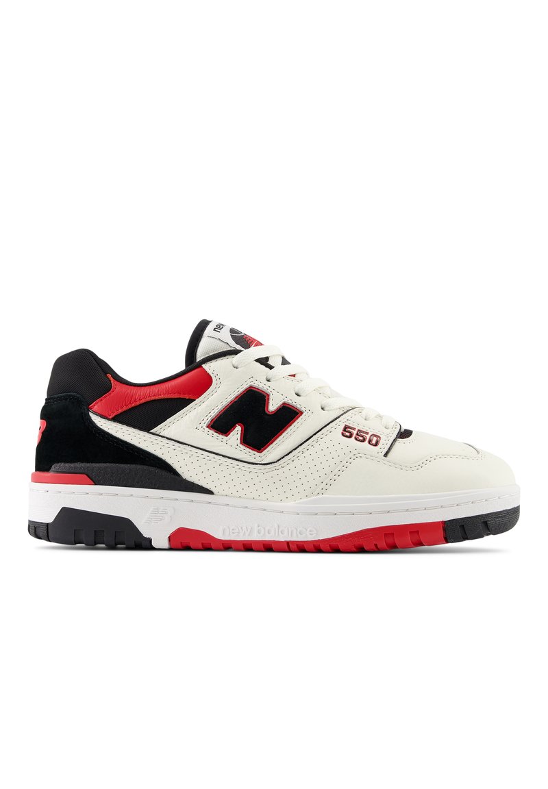 New Balance 550 Cream and Black Sneakers with Red Accents The New Balance 550 Vintage Red Releases in 2024 main image 2