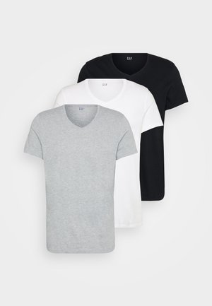 V NECK 3 PACK - Potkošulja - grey/white/black