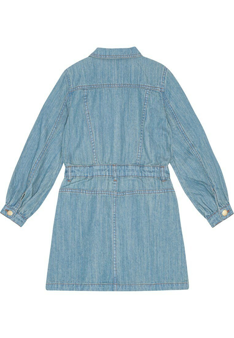 molo denim dress $90 Molo Kid's Girl's Blue Carisma Ruffle Trim Denim Dress Size 11-12
