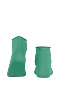 Grüne Knöchelsocken aus dehnbarem Material, mit glatter Textur und nahtlosem Design. Keine sichtbaren Muster oder Akzente.