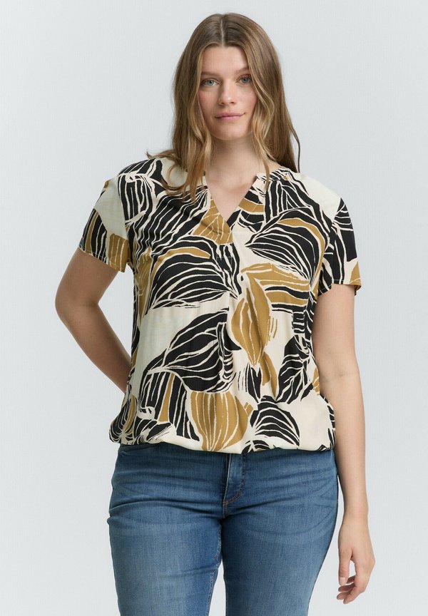 PLUS SIZE - MIT MUSTER - Bluse - neutral cut leaves design