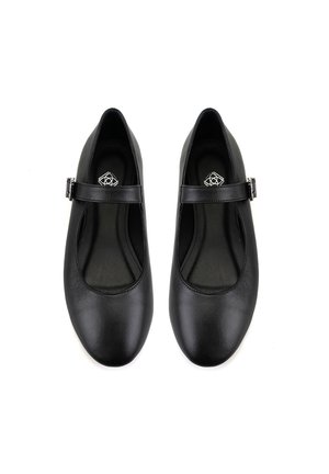 Ankle strap ballet pumps - black