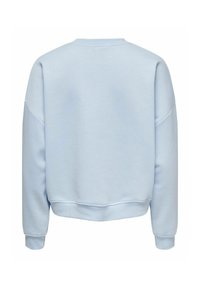 Lichtblauw sweatshirt met een ronde hals, lange mouwen en ribgebreide manchetten. Soepele textuur, cropped ontwerp en geen zichtbare branding.