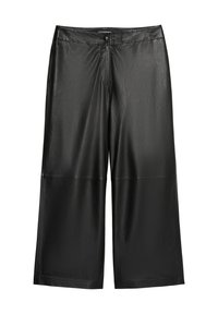 CULOTTE CROPPED HIGH WAISTED - Calças de couro - black