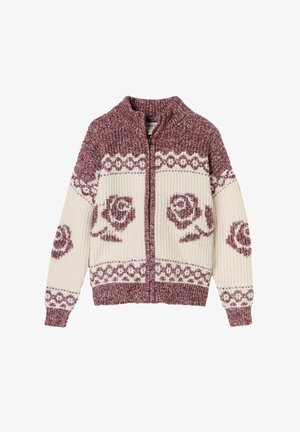 FatFace, ARIA KNITTED FLORAL ZIP THROUGH CARDIGAN - Cardigan - purple