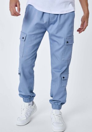MULTI-POCHES AVEC SERRAGE ÉLASTIQUE - Pantaloni cargo - bleu bleuet   blanc cassé
