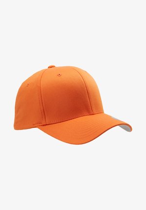 Oranges Baseballcap aus Stoff, mit strukturiertem Design, gebogenem Schirm und Stickdetails. Beinhaltet ein kleines weißes Logoakzent.