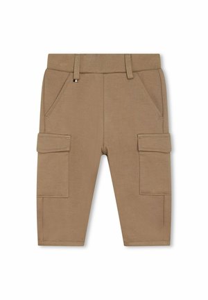Pantaloni cargo khaki con una vita elastica, due tasche anteriori e due grandi tasche laterali. Tessuto morbido con cuciture rinforzate.