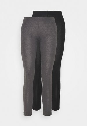 2 PACK - Leggings - black/mottled dark grey