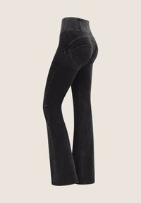 Freddy A ZAMPA CON CENTRALI E VITA ALTA - Alt laienevad teksad - jeans nero cuciture in tono