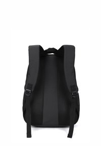 Zaino nero con spallacci imbottiti, dettagli in rete e un design snello. Tessuto resistente con una superficie liscia e spallacci regolabili.