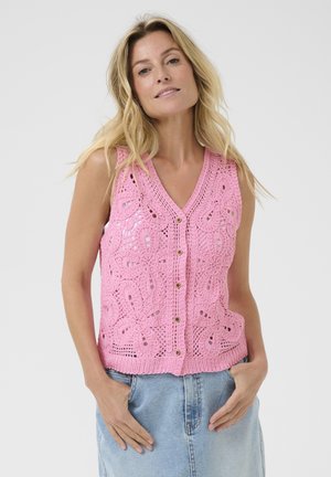 Cream CROCHET - Top - begonia pink