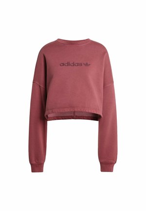 Gekürzter Sweatshirt in staubigem Rosa, aus Baumwolle. Mit langen Ärmeln, geripptem Ausschnitt und gesticktem Adidas-Logo in passender Farbe.
