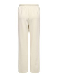 Pantalon de survêtement couleur crème à jambes larges avec une taille élastique, présenté sur un fond blanc.