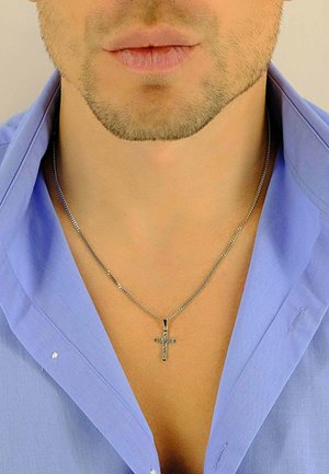 MUAU Schmuck, ANHÄNGER KREUZ , 26X12MM - Pendentif - weißgoldfarben
