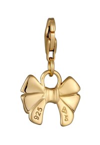 Charm en forme de nœud en métal doré avec une finition polie, doté d'un fermoir à homard et de marquages gravés : "925" et un emblème unique.