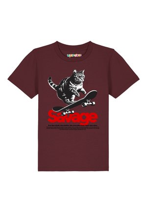 SAVAGE CAT - T-Shirt print - burgundy
