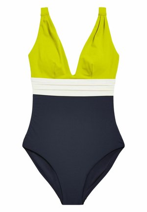TAN SPOT PLUNGE - Badpak - navy blue lime green ecru white