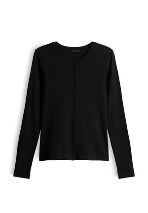 OPUS, SLIM FIT RIB SCHMALE PASSFORM RUNDHALSAUSSCHNITT - Long sleeved top - black