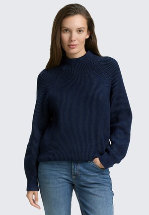 Strickpullover - blue rib structure