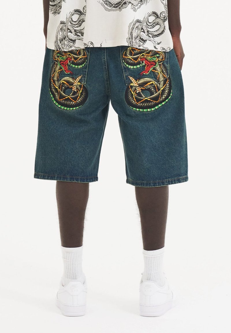 Ed Hardy - SNAKE - Denim shorts - green, Enlarge