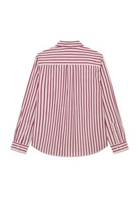 Chemise à manches longues rayée rouge et blanche. Comprend un pli au dos, des poignets à boutons et un col classique. Confectionnée dans un tissu léger.