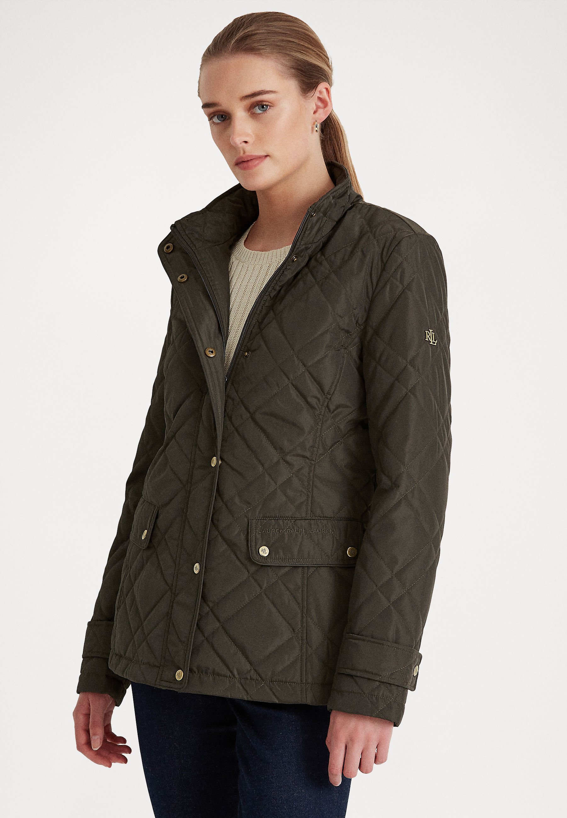 Lauren Ralph Lauren Water-Repellent Quilted Jacket - S, Dark Moss