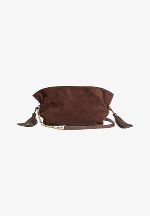 Friends Like These, MEDIUM TASSEL SCRUNCH CLUTCH BAG . - Clutches - chocolate brown faux suede