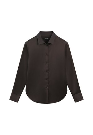 Massimo Dutti, FLOWING SATIN SHIRT - Skjortebluser - dark brown