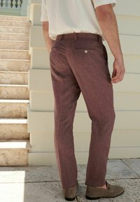 Next SLIM FIT LINEN BLEND - Housut - pink