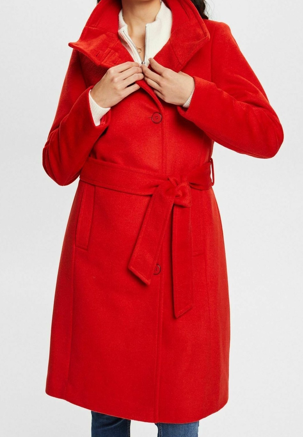 Mantel Esprit Rote Damen Jacke Kapuze Esprit Damen Wintermantel