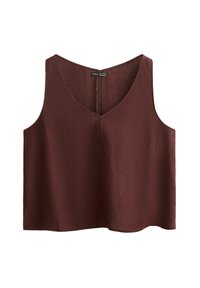 LINEN V-NECK - Blouse - dark brown
