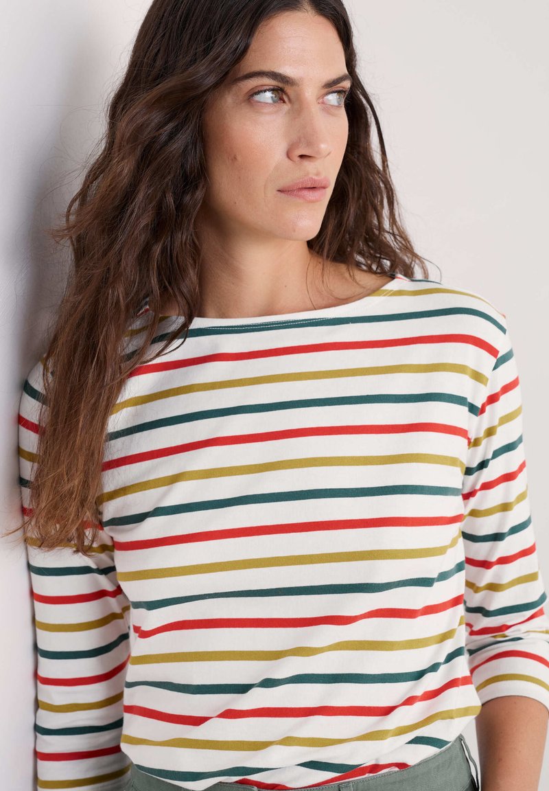 Seasalt Cornwall Camiseta de manga larga - multi tri breton orange coral