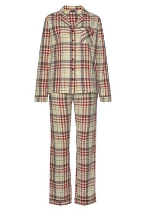 H.I.S, SET - Pyjama set - bordeaux-kariert-creme