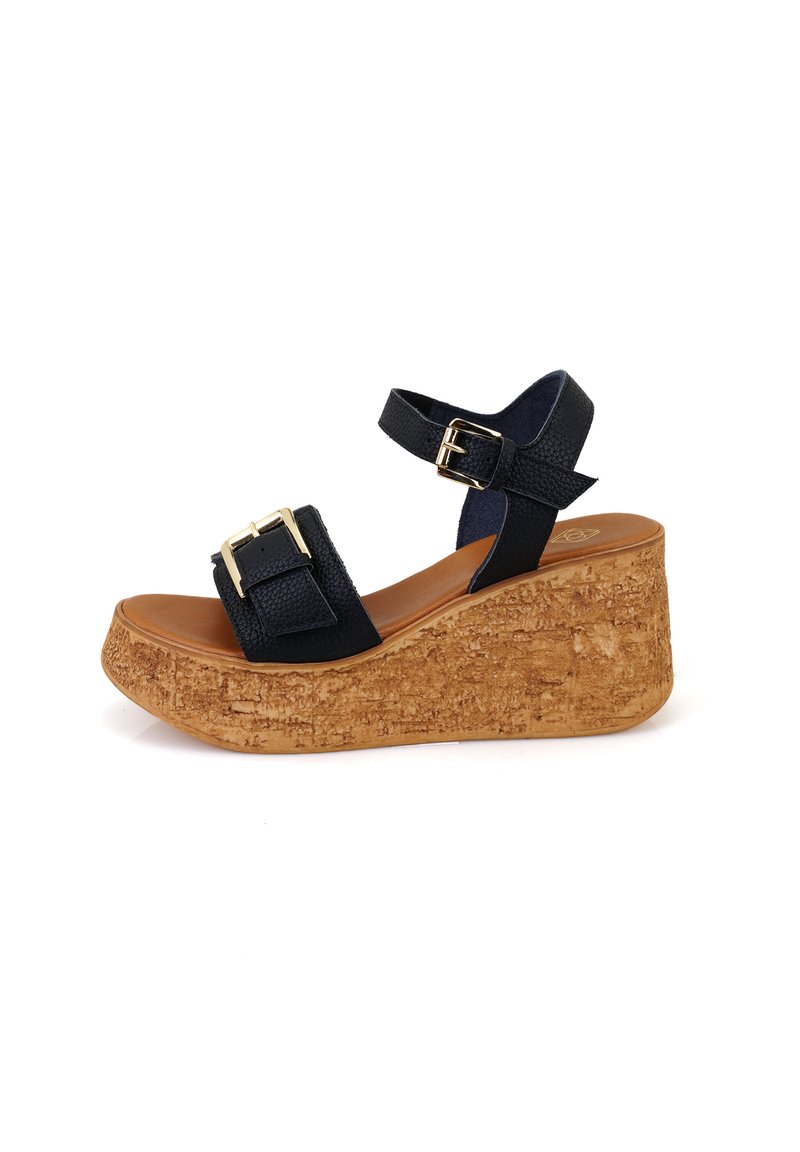 Desa Sandalen met plateauzool - black