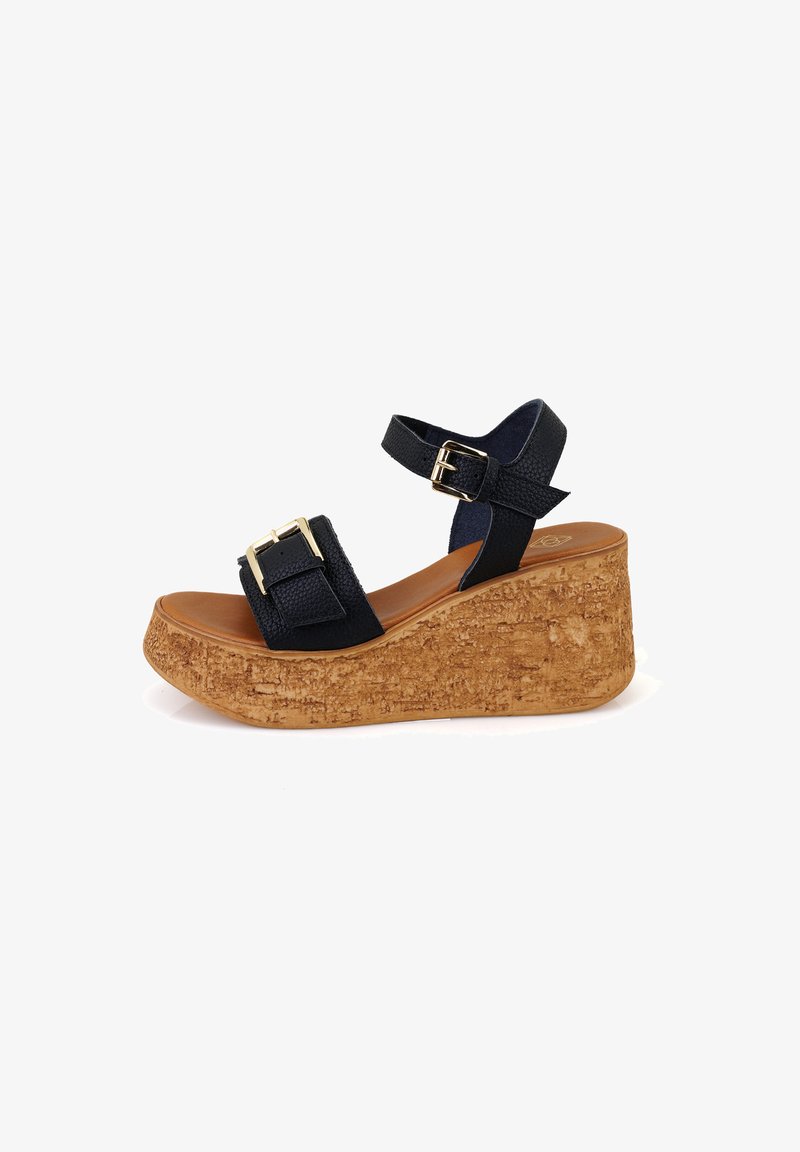Desa Sandalen met plateauzool - black