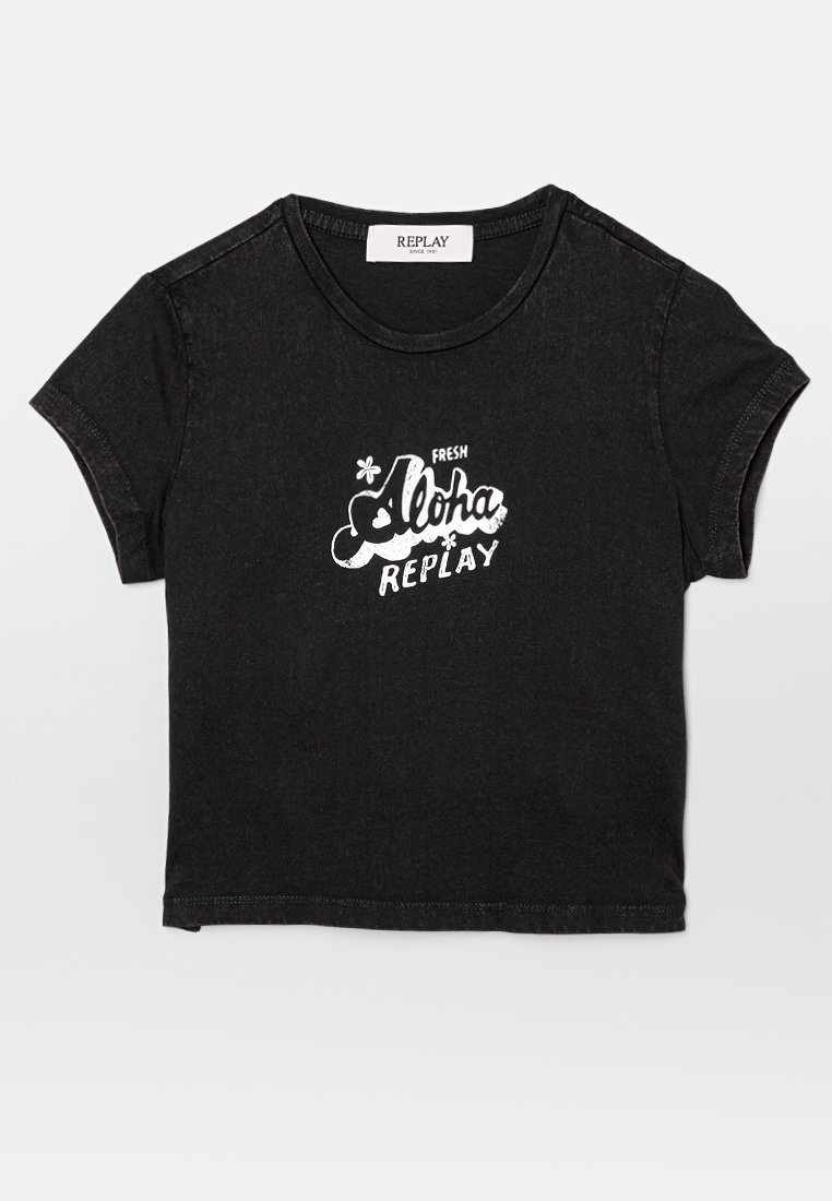 Replay T-shirt print zwart