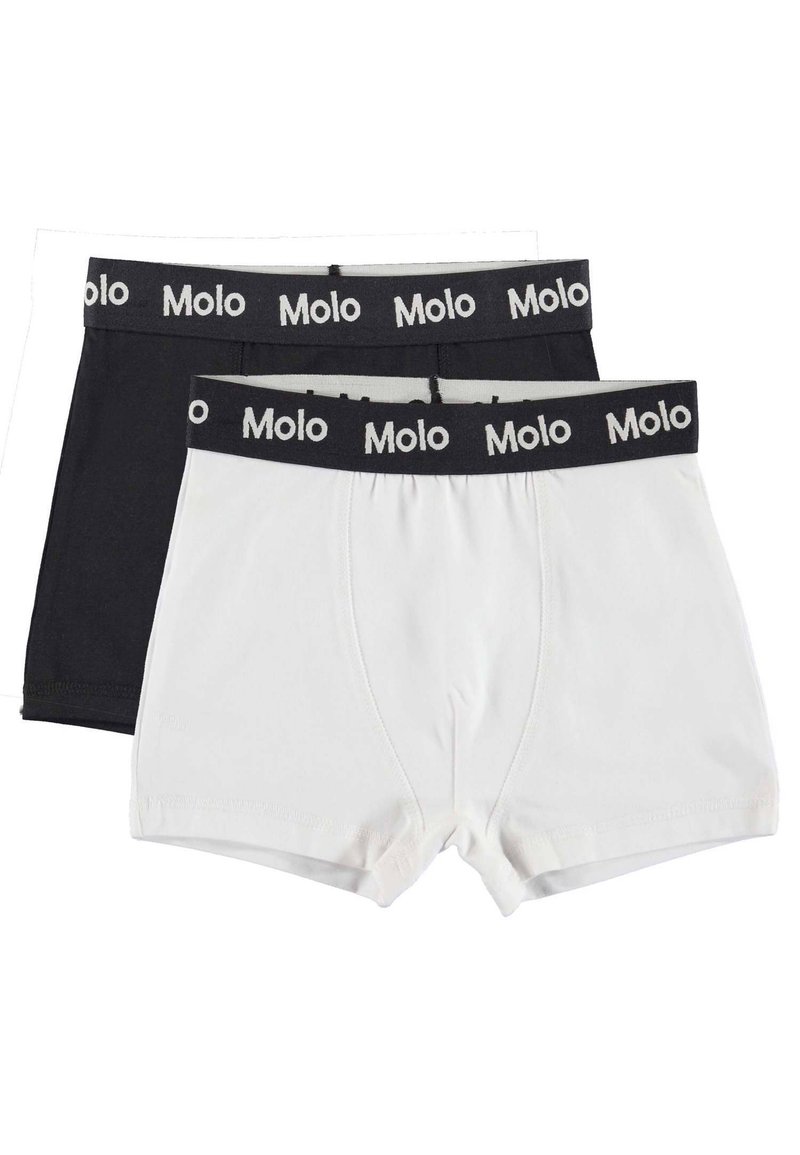 Pakke med to boxershorts i svart og hvitt, med myk linning som har "Molo"-logoen i hvit tekst. Laget av bomull, med stretchy passform.