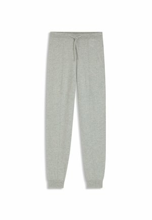 Ljusgrå sweatpants i mjukt tyg, med elastiсkt midjeband och dragsko, ribbade muddar och detaljer längs sidsömmen.