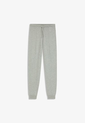Helle graue Sweatpants aus weichem Stoff mit einem elastischen Bund und Zugkordel, gerippten Bündchen und seitlichen Nahtdetails.