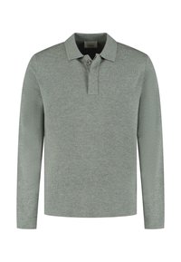 Lange mouwen polo shirt in lichtgroen, met een kraag, een knoopsluiting met twee knopen en een gestructureerde stofafwerking.