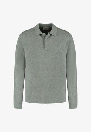 Lange mouwen polo shirt in lichtgroen, met een kraag, een knoopsluiting met twee knopen en een gestructureerde stofafwerking.