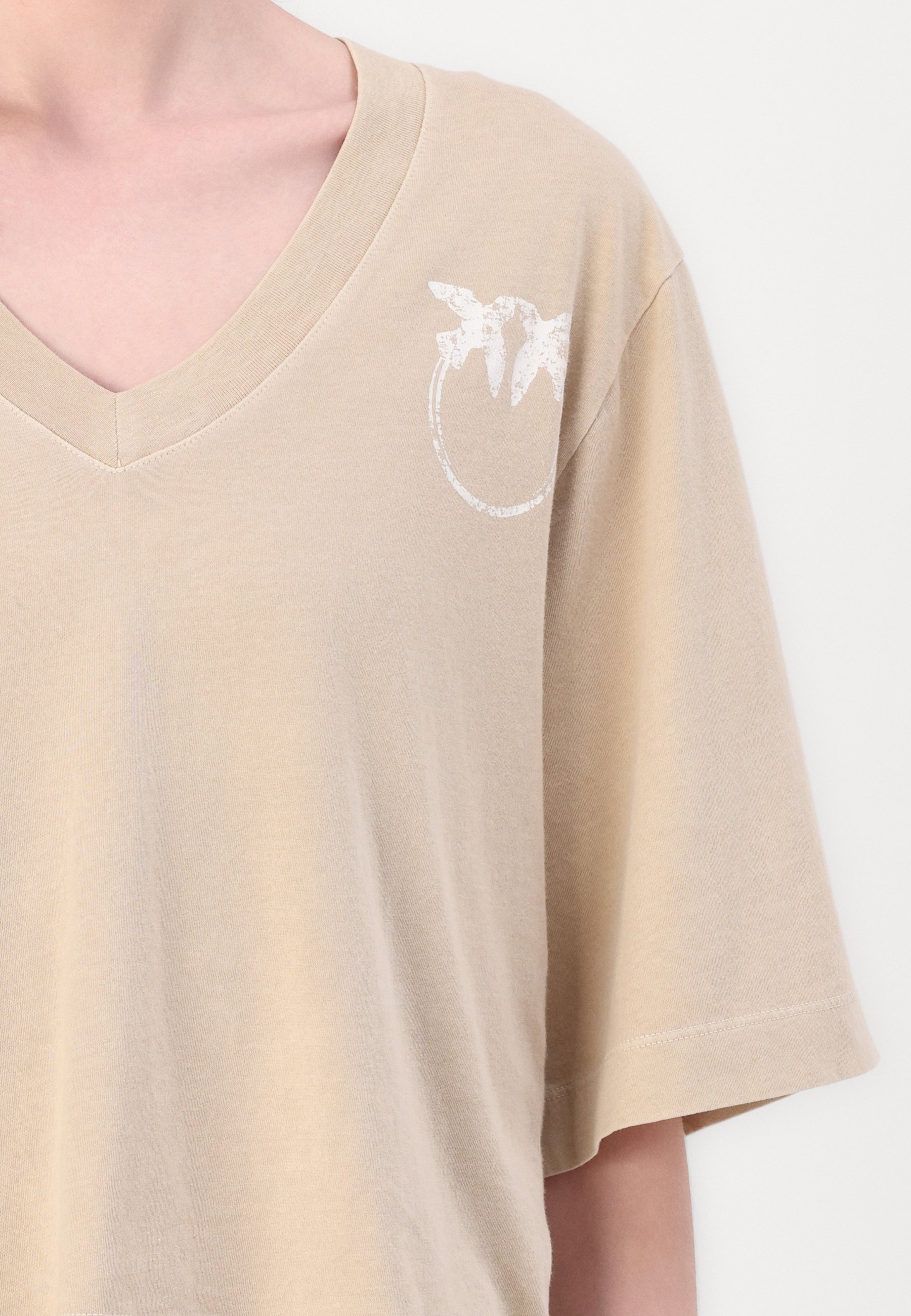 売れ筋商品|||ピンコ Tシャツ レディース トップス SUEZ CON BANDA LOGATA - Print T-shirt - cement beige Pinko SUEZ CON BANDA LOGATA - Print T-shirt - cement beige