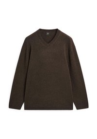 OVERSIZE CASHMERE V-NECK - Strickpullover - mottled dark brown