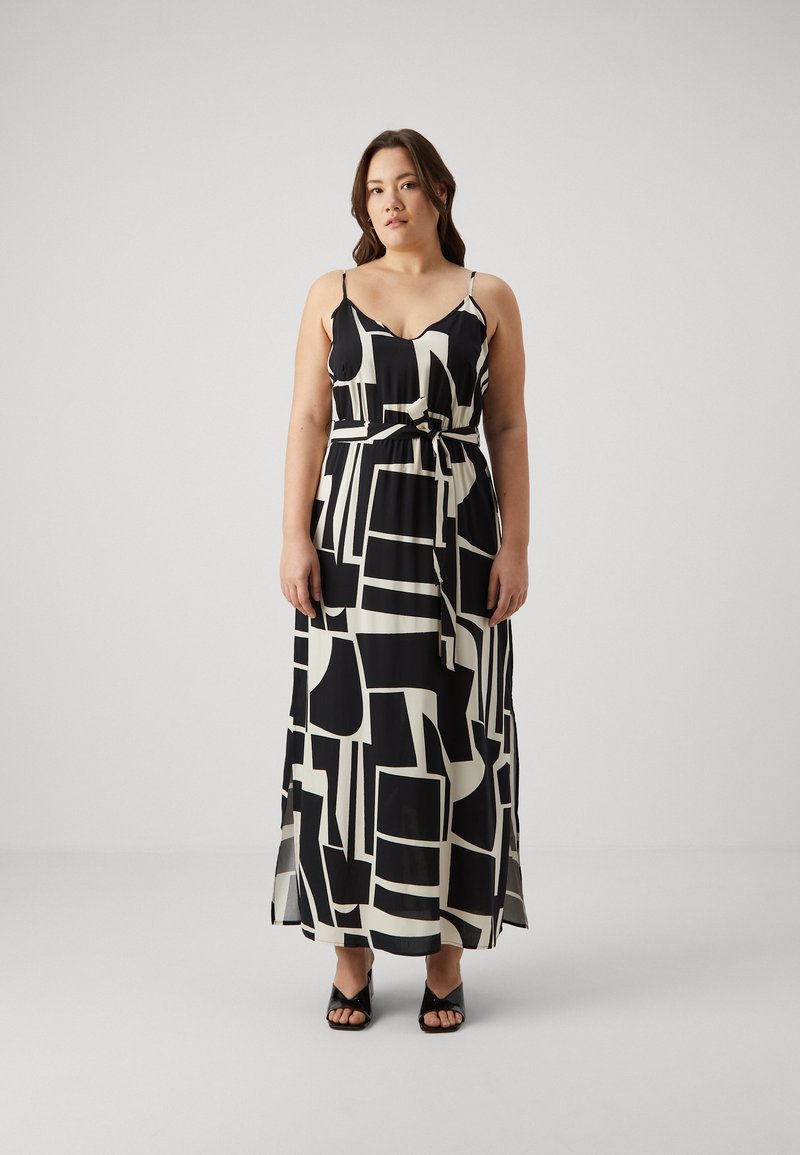 Vero Moda Curve VMCEASY SLIT VNECK DRESS - Maxi šaty - black