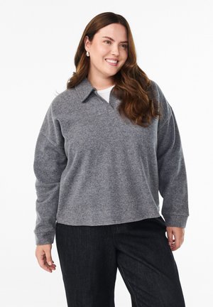 MIT KRAGEN UND V-AUSSCHNITT - Svetrík - dark grey melange