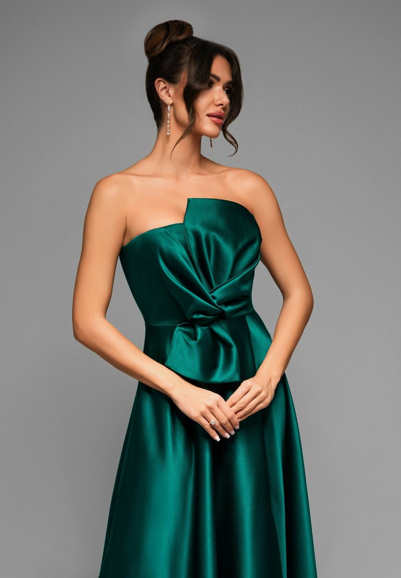 Robe De Cocktail Bustier Courte Bouffante Verte - Taille L (40) - Marque Pink Boom Paris - Neuve