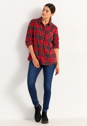 Button-down blouse - red black checked